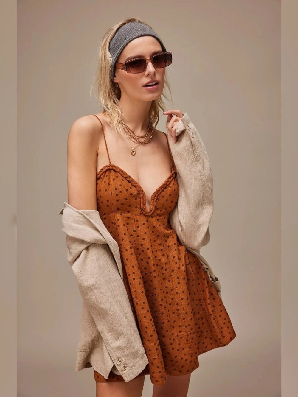 Free People Altura Printed Mini Dress S 6 Women Casual Polka Dot Short NEW 39638